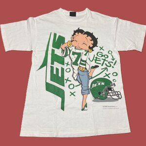 Betty Boop NFL New York Jets  T Shirt  Made In USA Vintage 90's